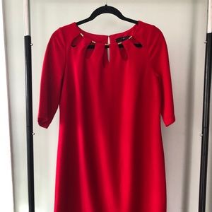 Red 3/4 Sleeve Shift Dress